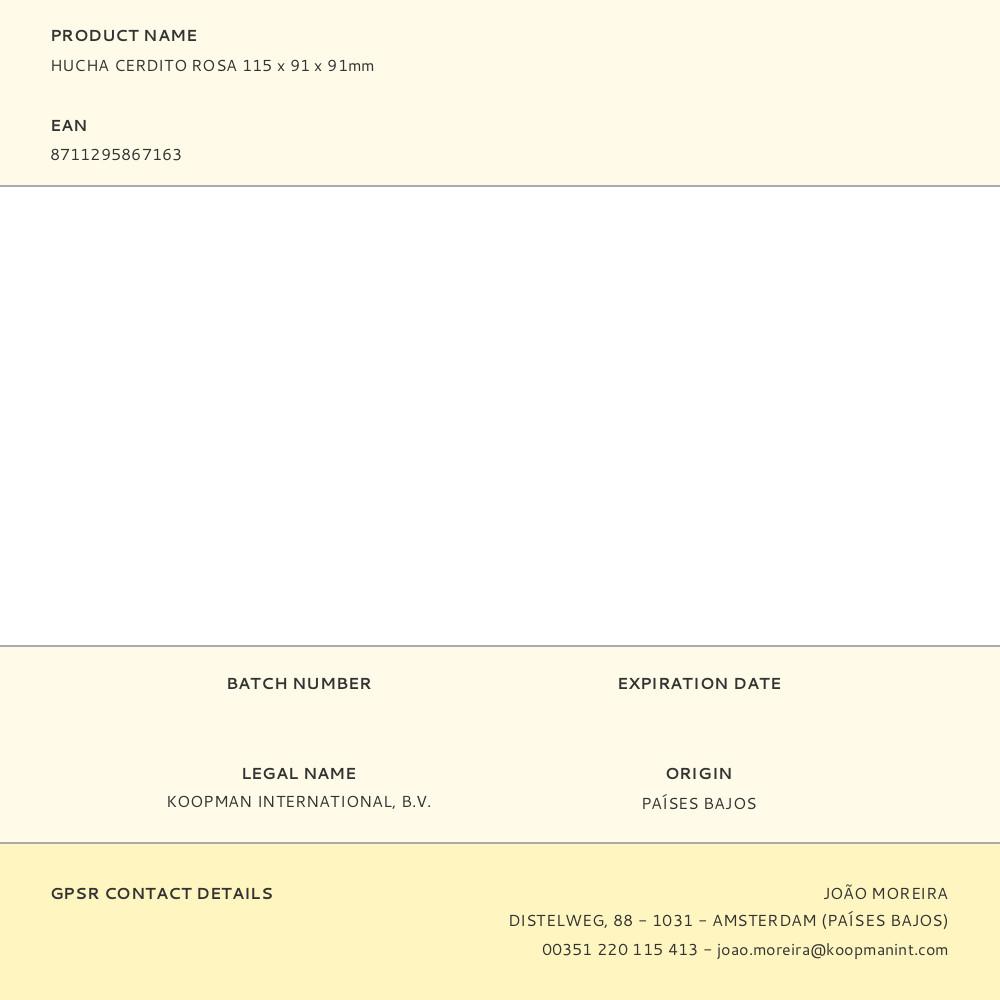 HUCHA CERDITO ROSA 115 x 91 x 91mm - Imagen 2