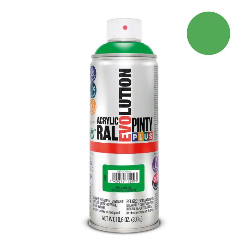 PINTURA ACRÍLICA SPRAY EVOLUTION 520 cc RAL 6018 YELLOW GREEN 300 g