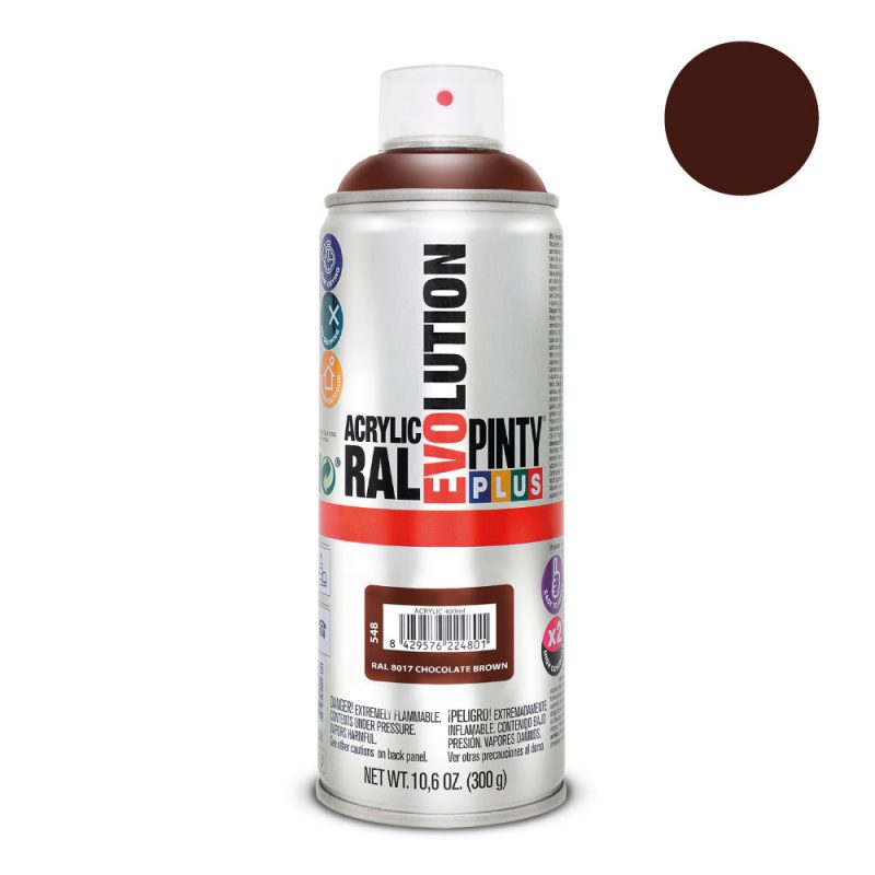 PINTURA ACRÍLICA SPRAY EVOLUTION 520 cc RAL 8017 CHOCOLATE BROWN 300 g