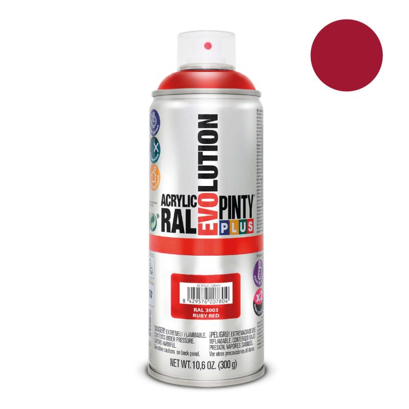 PINTURA ACRÍLICA SPRAY EVOLUTION 520 cc RAL 3003 RUBY RED 300 g