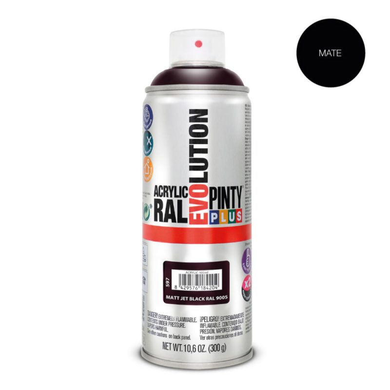 PINTURA ACRÍLICA SPRAY EVOLUTION 520 cc RAL 9005 NEGRO INTENSO MATE