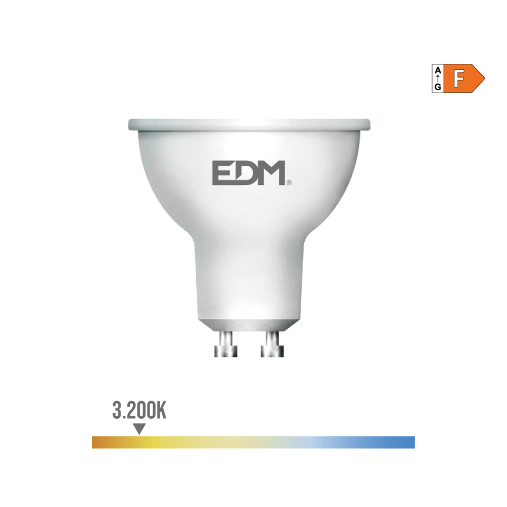 BOMBILLA DICROICA LED GU10 7 w 550 lm 3200 k LUZ CALIDA 45° Ø5 x 5,5 cm