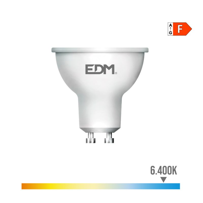 BOMBILLA DICROICA LED GU10 7 w 600 lm 6400 k LUZ FRIA 120° Ø5 x 5,5 cm