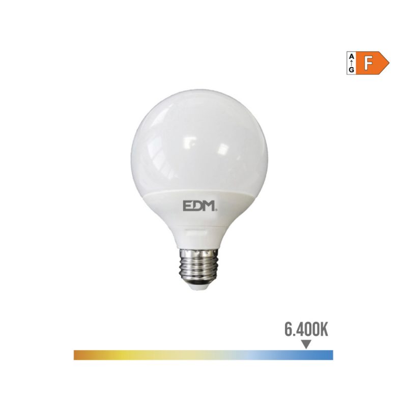 BOMBILLA GLOBO LED E27 10 W 932 lm 6400 K LUZ FRIA Ø9,5 x 14,1 cm