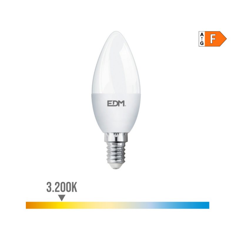 BOMBILLA VELA LED E14 7 W 600 lm 3200 K LUZ CALIDA Ø3,5 x 10,7 cm