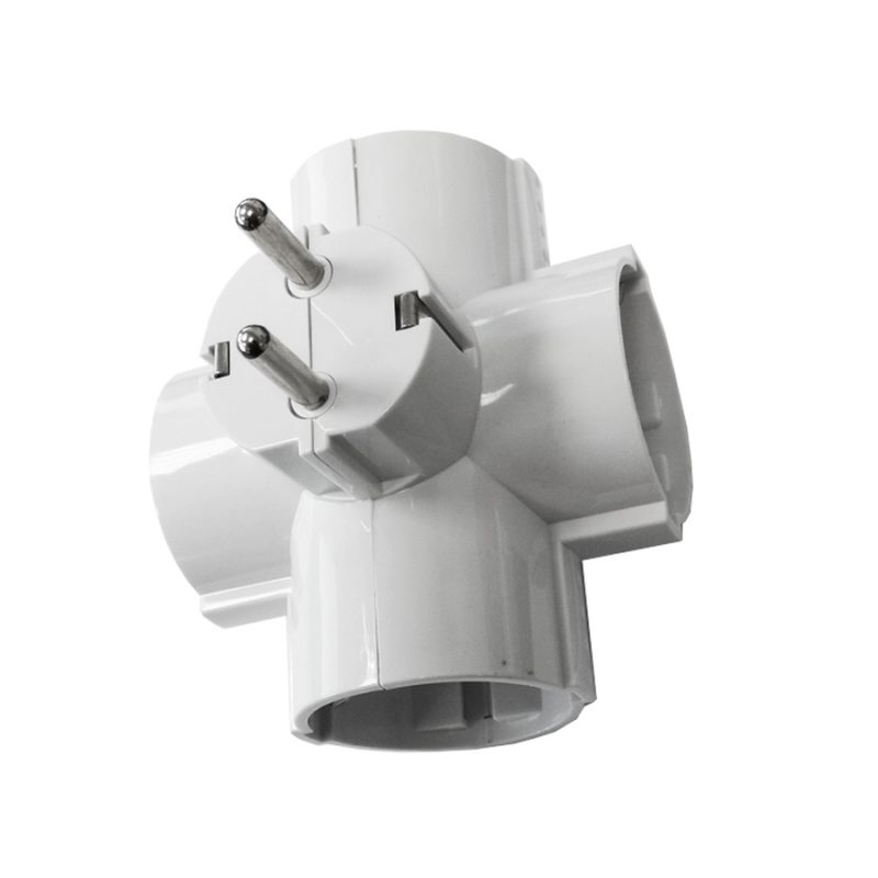 CLAVIJA 4 TOMAS T/TL SALIDAS LATERALES 4,8mm 16A 250V BLANCA (ENVASADA)