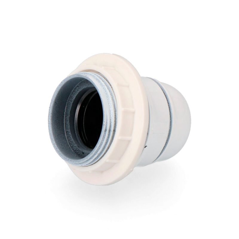 PORTALÁMPARAS SEMIROSCADO E-27 + ARANDELA BLANCO (ENVASADO)