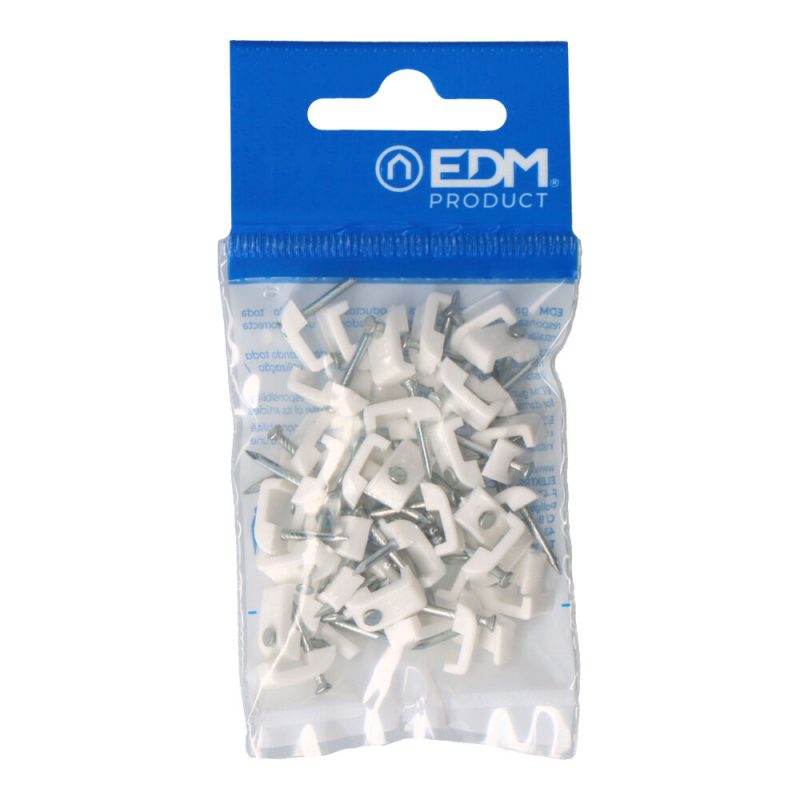 GRAPA BLANCA PARA CABLE MANGUERA PLANA 2x1,0mm N°03 (BLISTER 50 unid.)