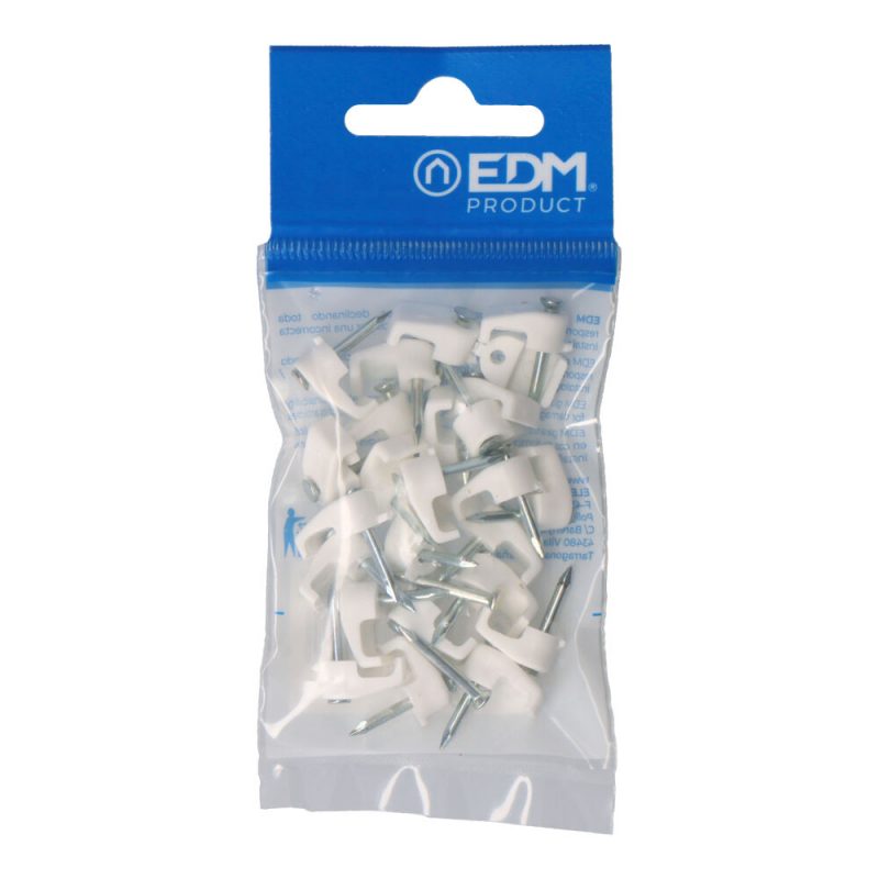 GRAPA BLANCA PARA CABLE MANGUERA PLANA 2x1,5mm N°01 (BLISTER 25 unid.)
