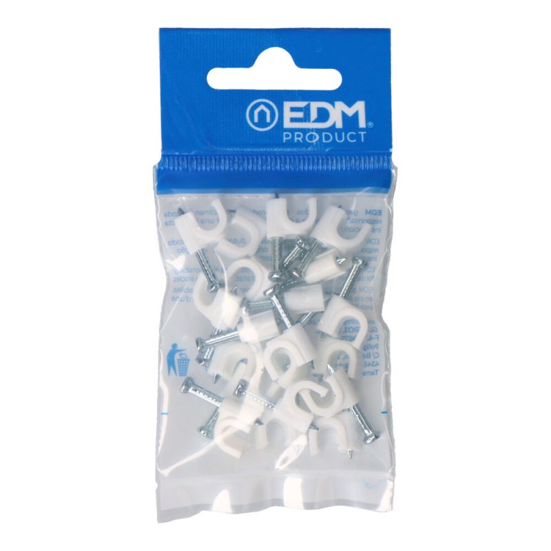 GRAPA BLANCA PARA CABLE MANGUERA TUBULAR 2x1,0mm N°06 (BLISTER 20 unid.)