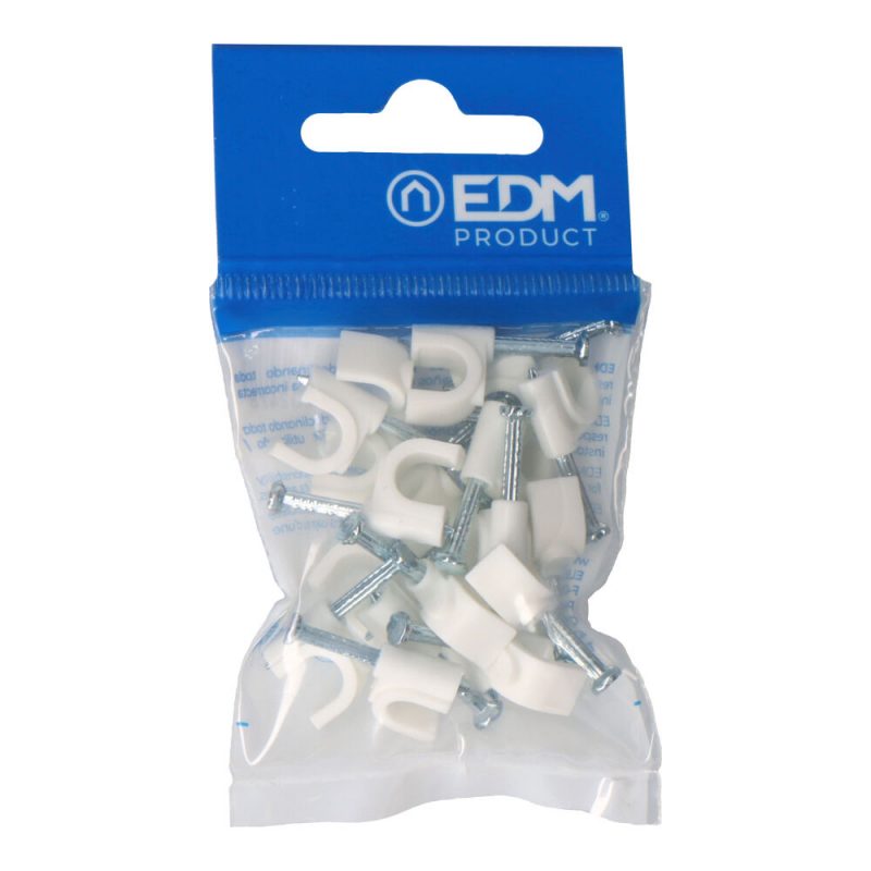 GRAPA BLANCA PARA CABLE MANGUERA TUBULAR 2x1,5mm N°07 (BLISTER 20 unid.)