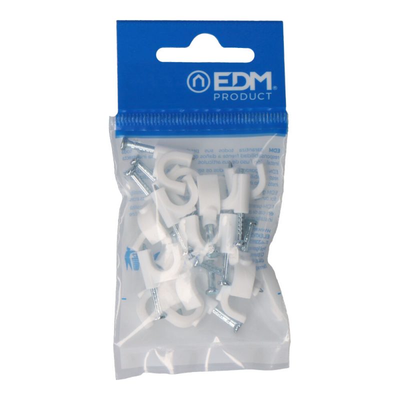 GRAPA BLANCA PARA CABLE MANGUERA TUBULAR 2x2,5mm N°08 (BLISTER 15 unid.)