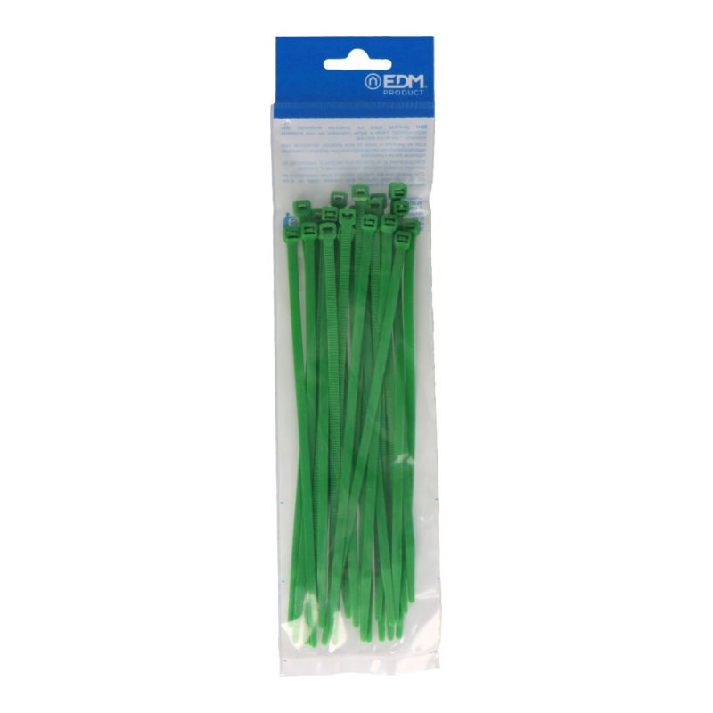 BRIDAS VERDES 4,6 x 200 mm NYLON ALTA CALIDAD (BOLSA 25 unid.)
