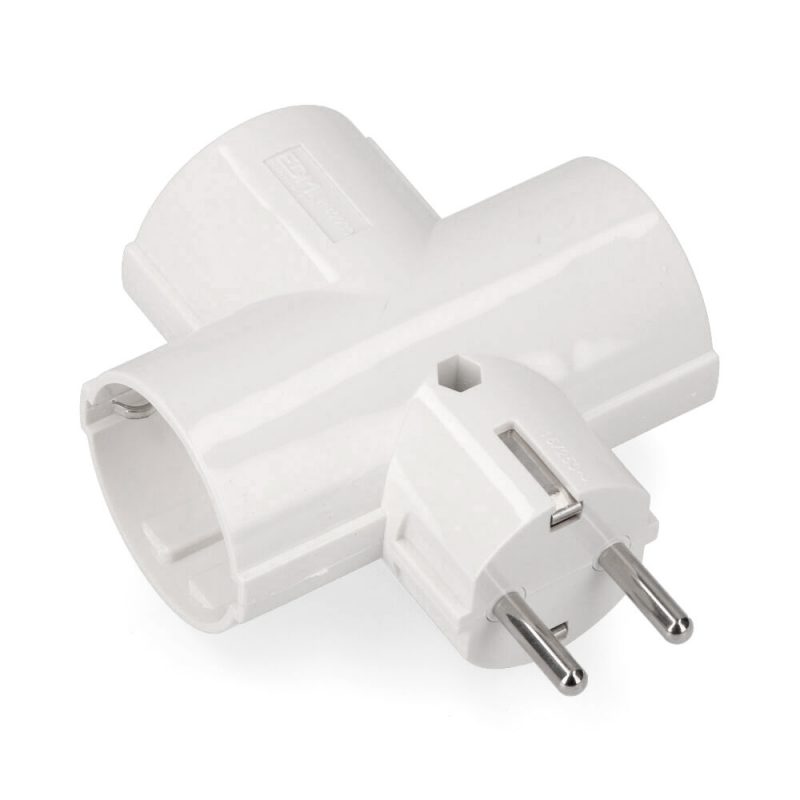 ADAPTADOR TRIPLE 2P+T, 16A 250V~ , BLANCO (RETRACTILADO)