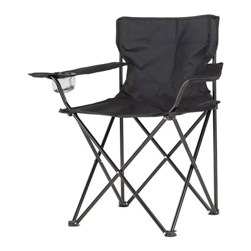 SILLA DE CAMPING PLEGABLE NEGRA, 80 x 83,5 x 51 cm