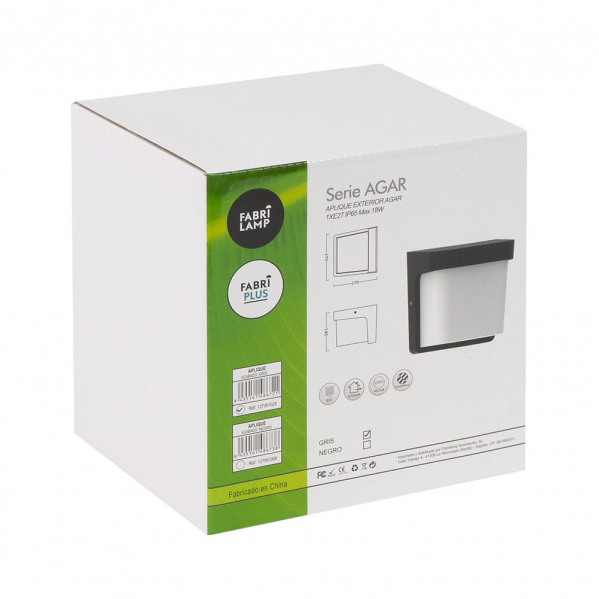 Aplique Exterior Agar 1xe27 Gris Ip65 Policarbonato 17x17x14 Cm - Imagen 2