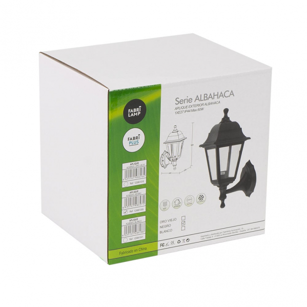 Aplique Exterior Albahaca 1xe27 Negro Ip44 Policarbonato 35x15x19,7 Cm - Imagen 2