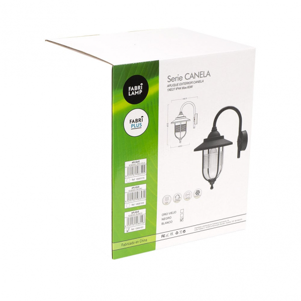 Aplique Exterior Canela 1xe27 Negro Ip44 Policarbonato 45,2x25,2x34,2 Cm - Imagen 2
