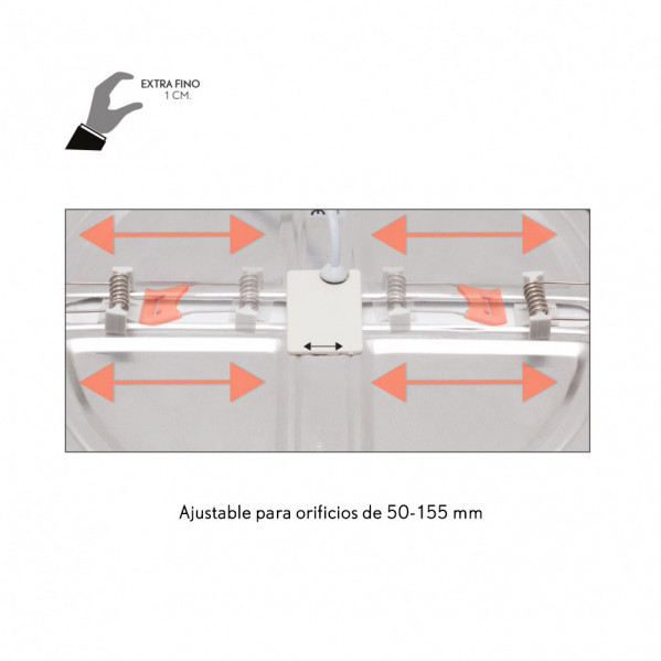 Downlight 15w 5500k Cromo Providencia 1280lm 1x17,5x17,5 Cm De Empotrar Corte Ajustable 5x5-15,58x15,58 Cm - Imagen 3
