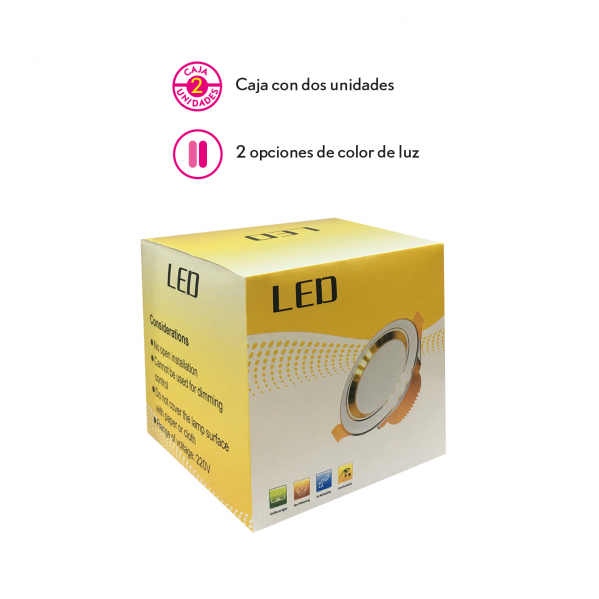 Foco Led Empotrable Blanco 3w 3000k-4000k-6500k 4,5x9x9 Cm Corte 8d 280lm - Imagen 2