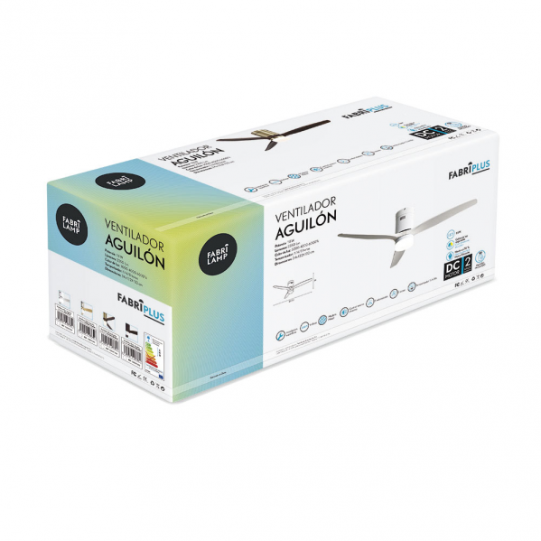 Ventil 20w Dc Aguilon Blanco 3 Aspas Blancas 6 Velocidades C/remoto, Reg.Intensidad, Temporizador 30,5x132x132 Cm - Imagen 3